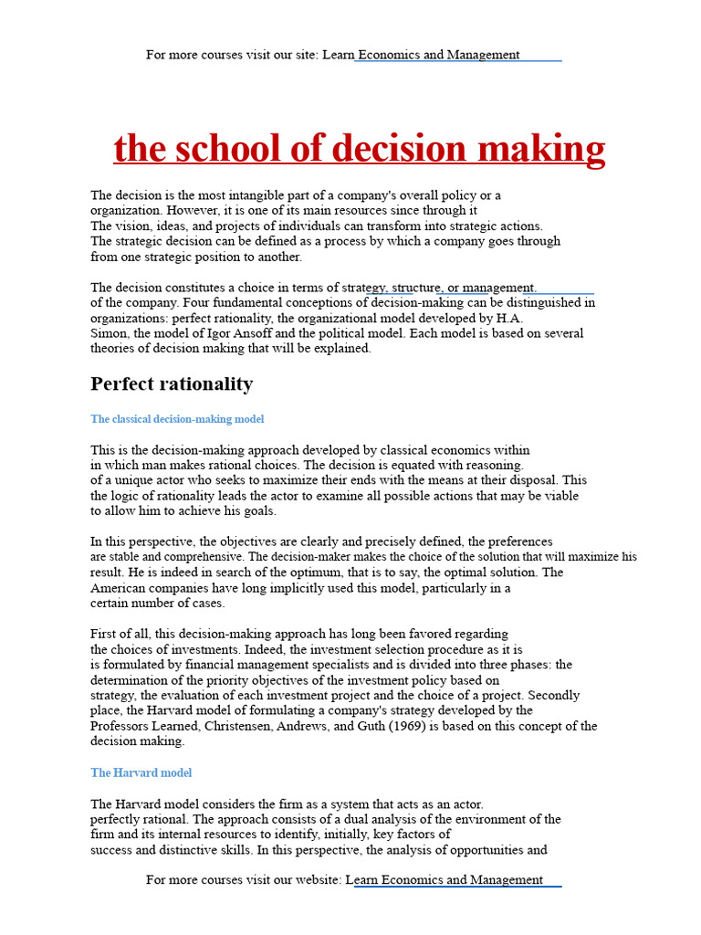 Strategic Decision-Making Models Explained | PDF | Decision Making ...