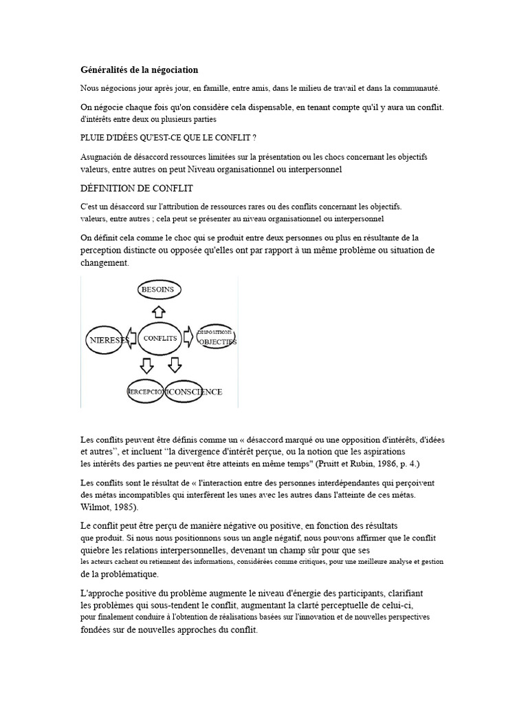 Négociation et gestion des conflits | PDF | Négociation | Psychologie ...