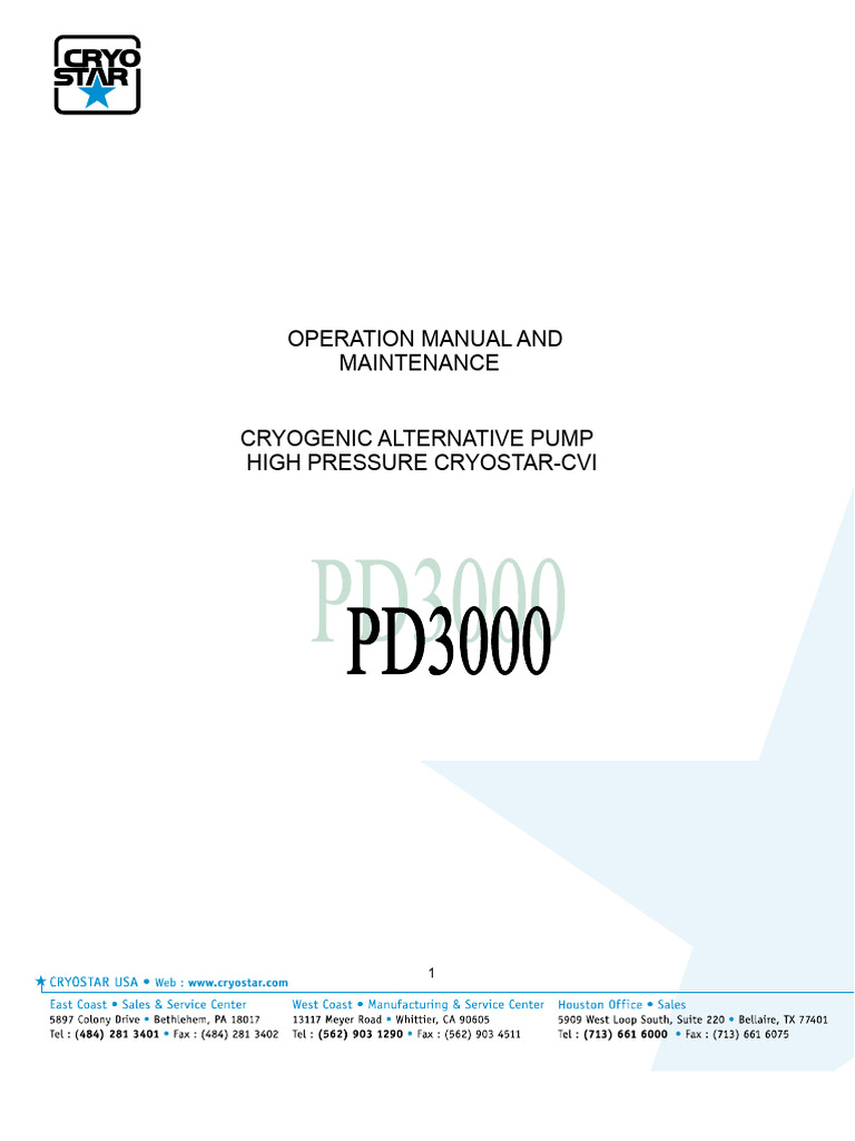 Cryogenic Alternative Pump Manual | PDF | Pump | Bearing (Mechanical)