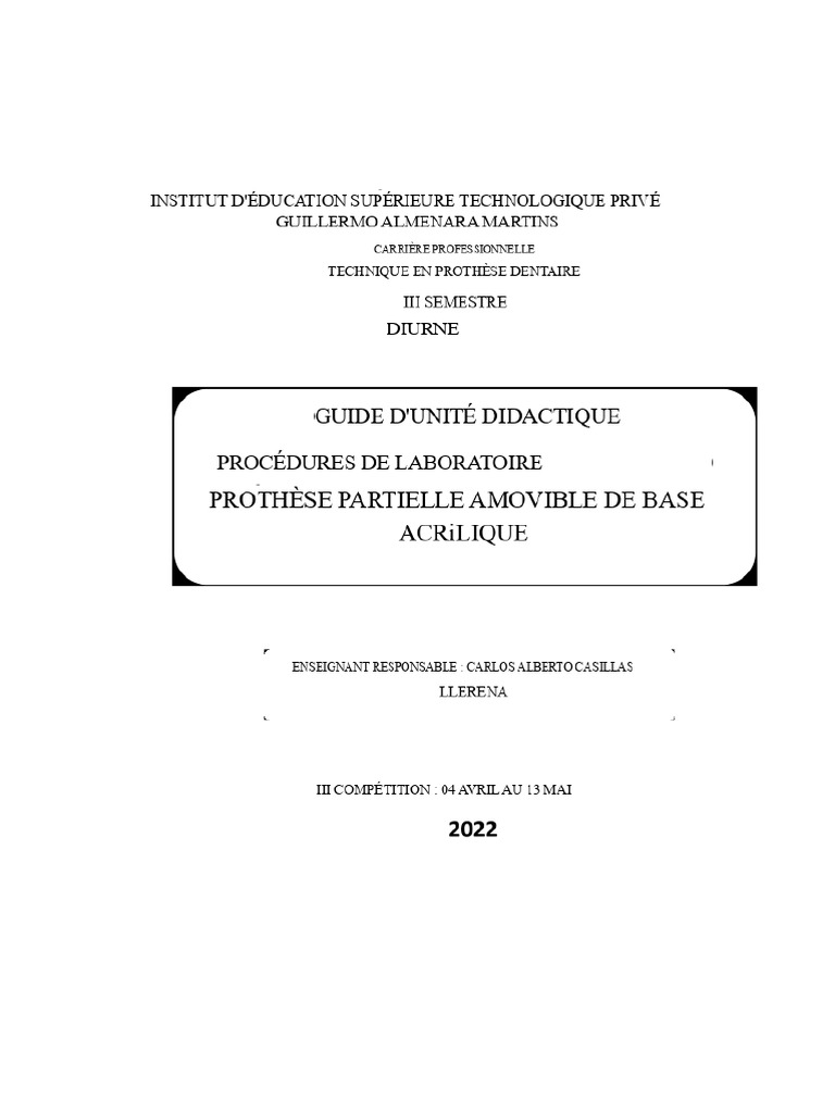 Prothèse Dentaire : Procédures Lab PPR | PDF | Os | Anatomie dentaire