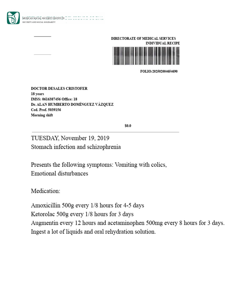 Medical Prescription Document | PDF