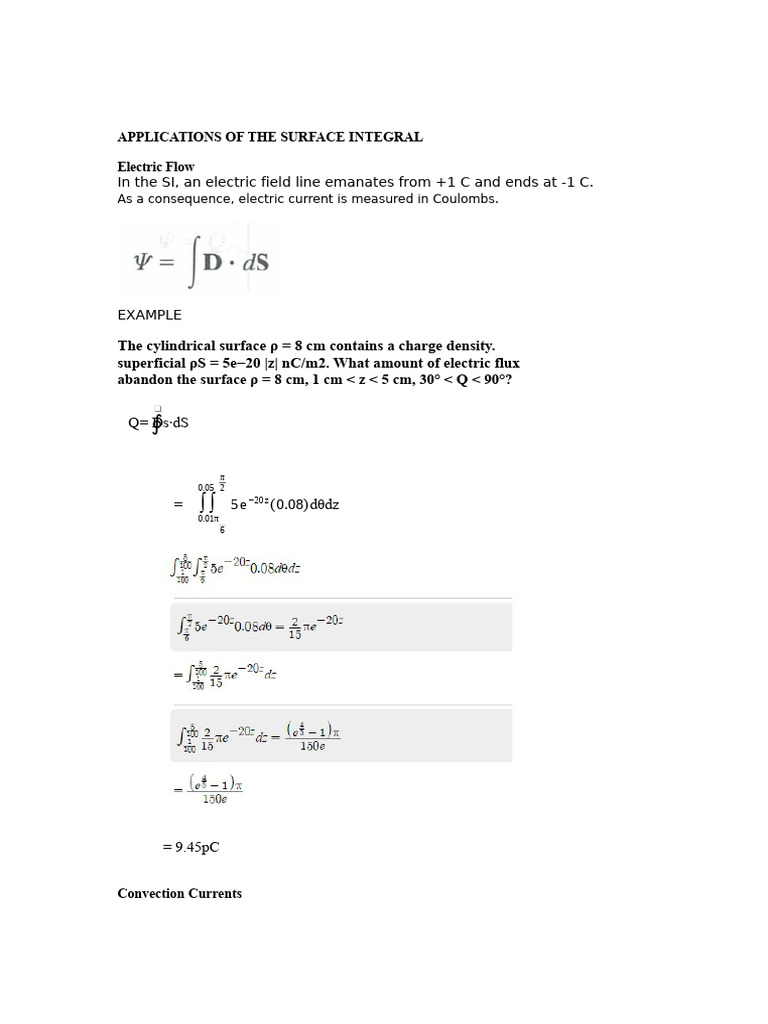 Applications of Surface Integral | PDF | Electric Field | Flux