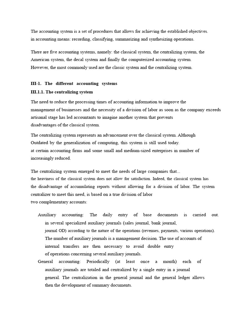 Overview of Accounting Systems Explained | PDF | Debits And Credits ...