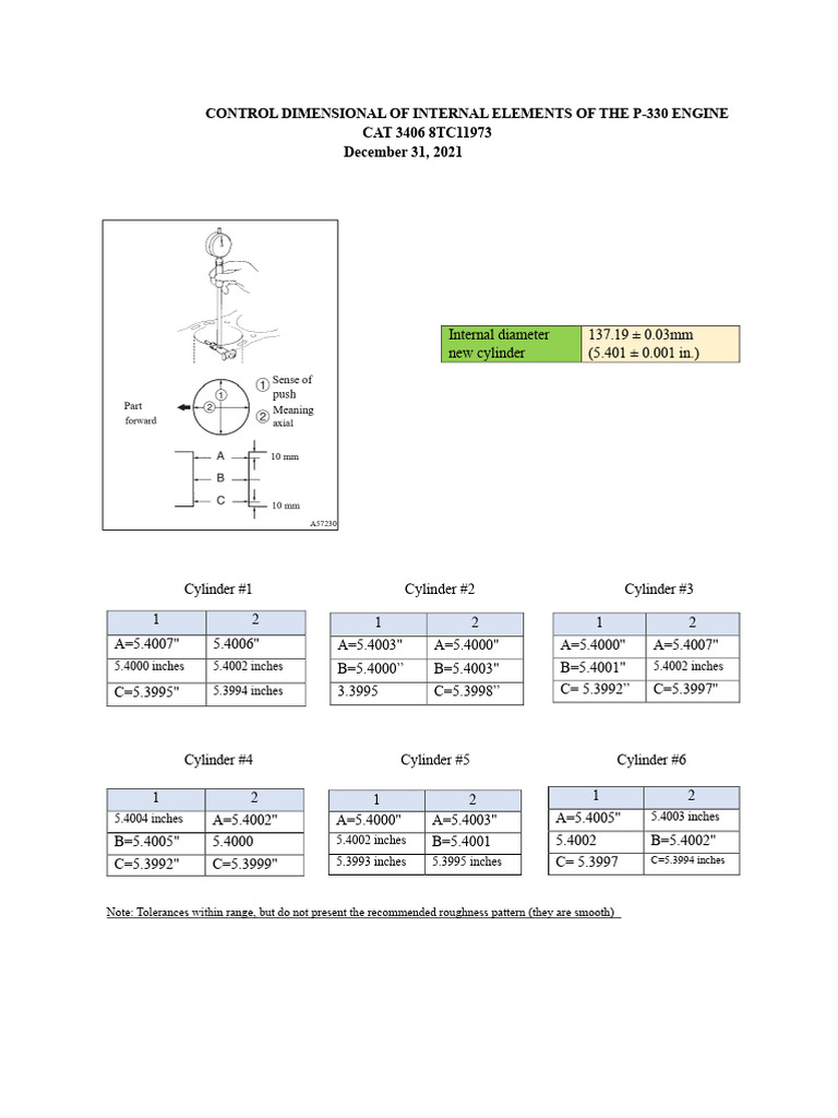 Engine Tolerance Control P-330 | PDF | Engineering Tolerance | Piston