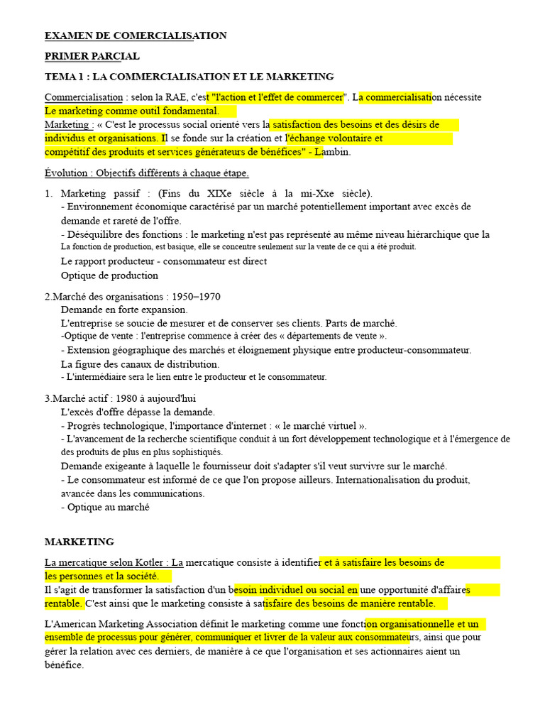 Introduction au marketing et commercialisation | PDF ...