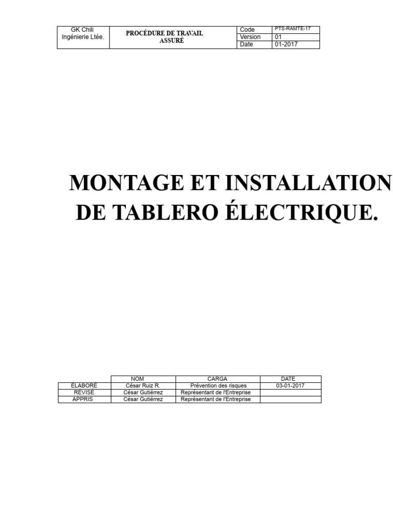 Procédure de Montage de Tableau Électrique | PDF