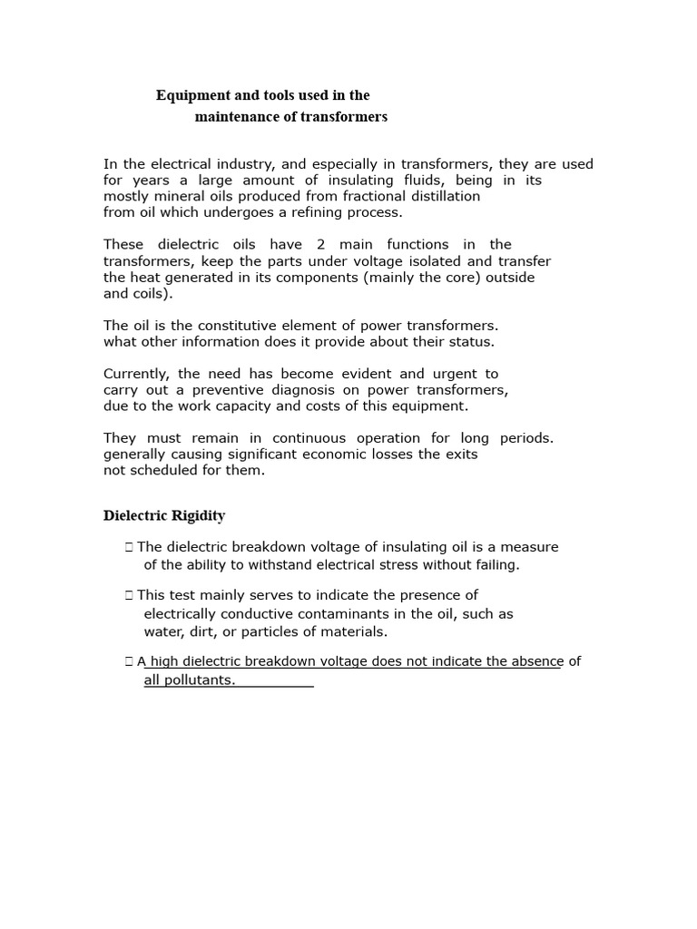 Transformer Maintenance Tools and Tests | PDF | Transformer | High Voltage