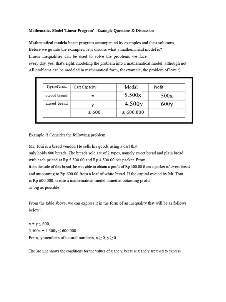 Linear Programming Math Models Explained | PDF | Mode (Statistics ...