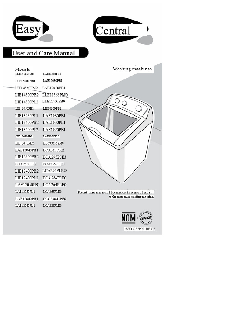 Central Washing Machine Manual | PDF | Washing Machine | Electrical ...