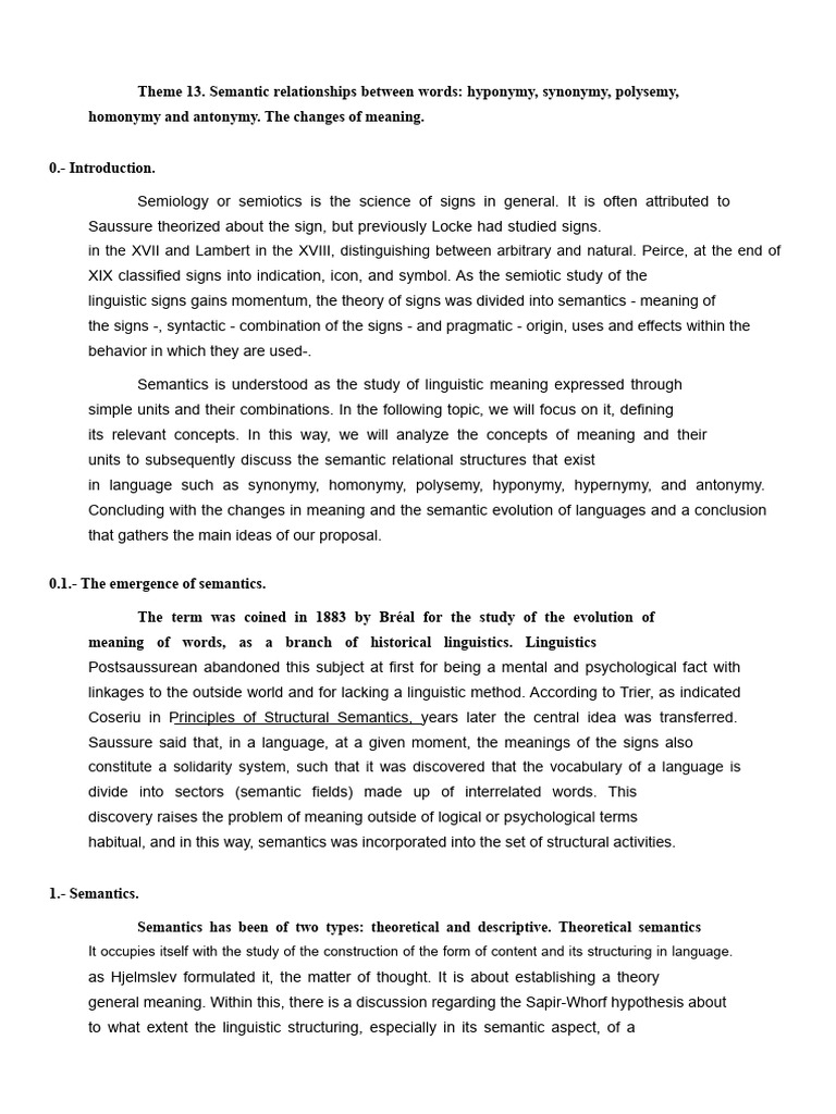 Understanding Semantic Relationships in Language | PDF | Semantics ...