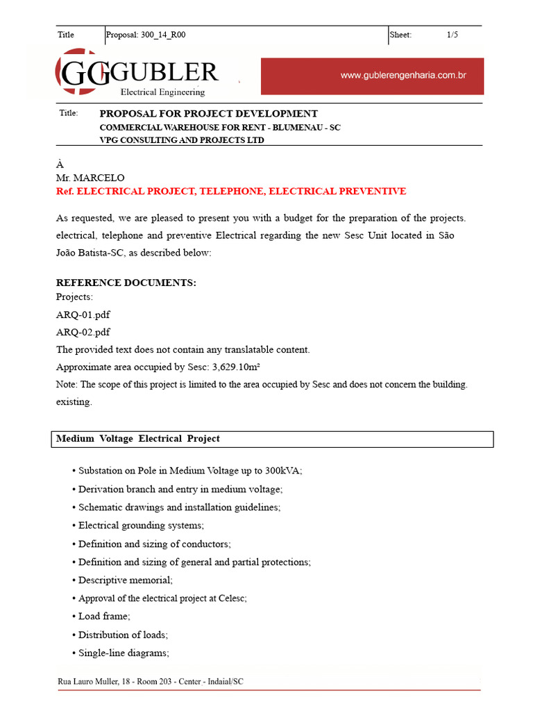 Electrical Project Proposal for Sesc Unit | PDF | Lighting | Electricity