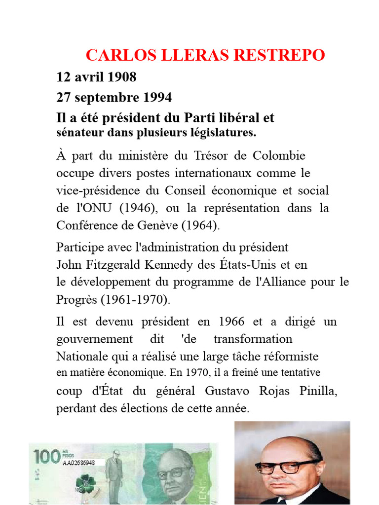 Carlos Lleras Restrepo : Réformes et Controverses | PDF | Colombie ...