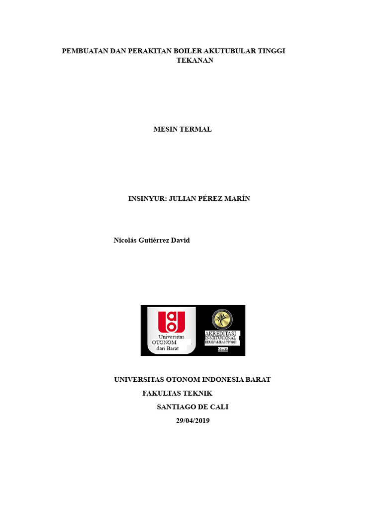 Pembuatan dan Perakitan Boiler Akutubular | PDF