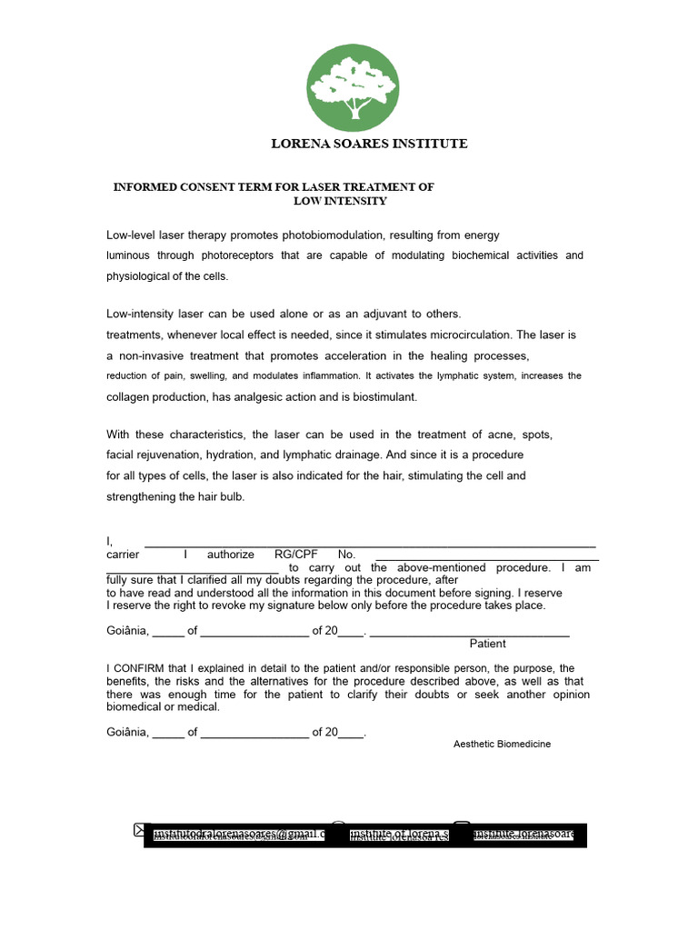 Low Intensity Laser Consent Term | PDF | Medical Specialties | Clinical ...