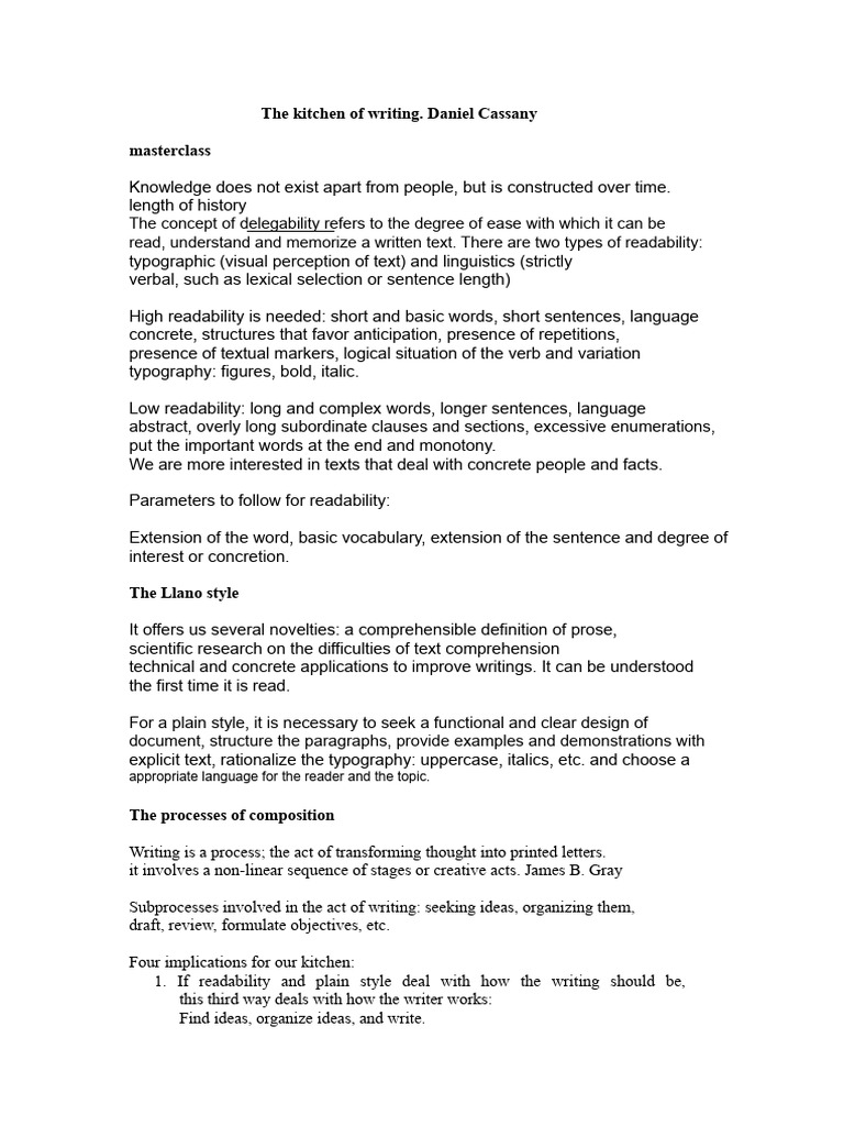 Summary The Kitchen of Writing | PDF | Typography | Phrase