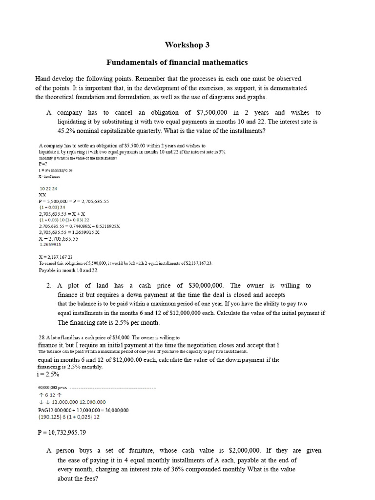 Workshop 3 Financial Math | PDF