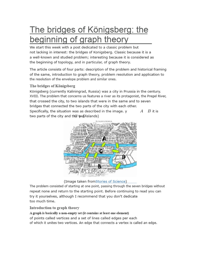 The Bridges of Königsberg | PDF | Vertex (Graph Theory) | Graph Theory