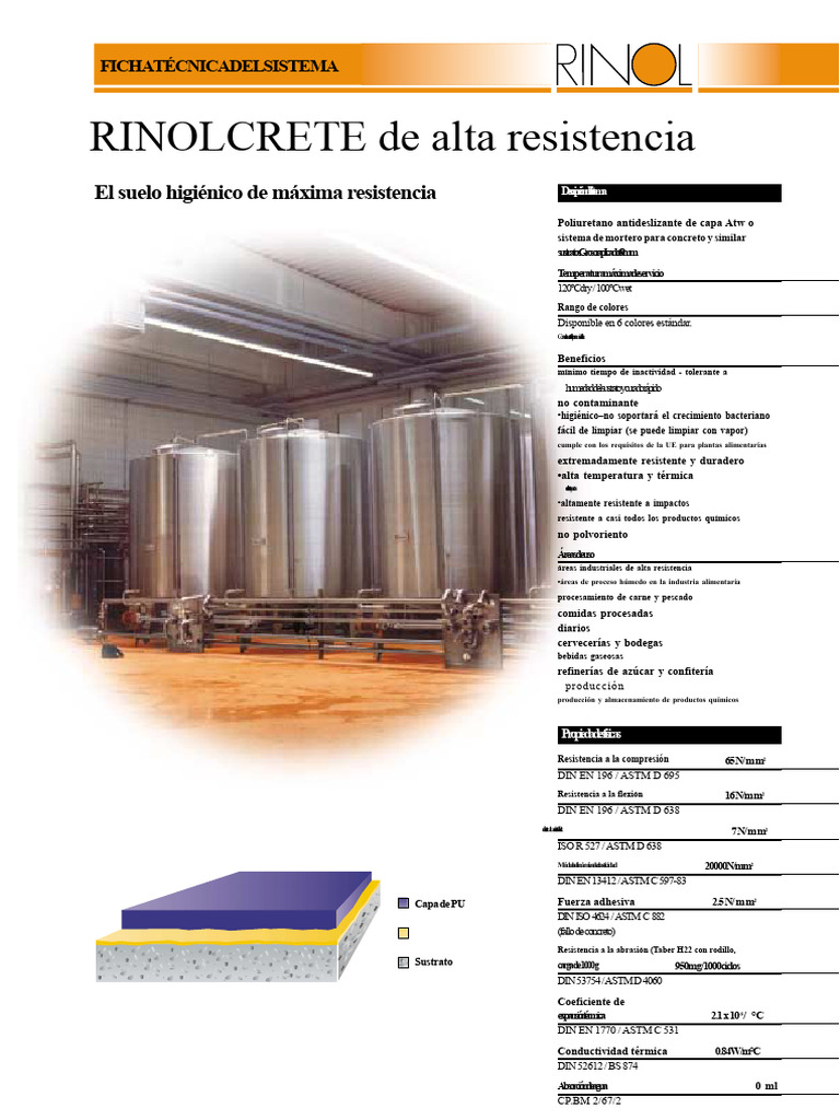 Suelo RINOLCRETE: Alta Resistencia y Higiene | PDF | Hormigón