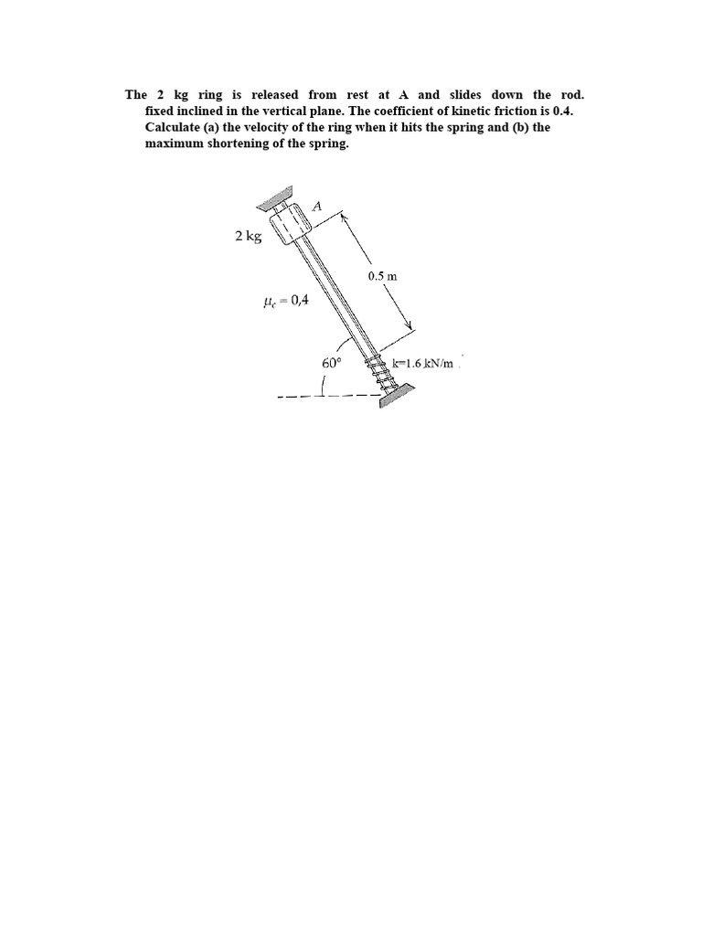 The 2 KG Ring Is Released From Rest at A and Slides Down The Fixed ...