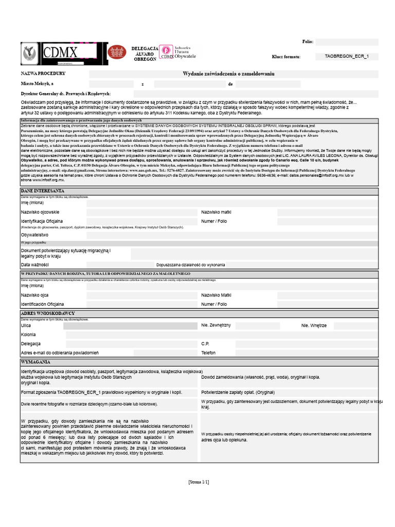 Taobregon Ecr 1-Wydanie Certyfikatu Zamieszkania-30062017 1 | PDF