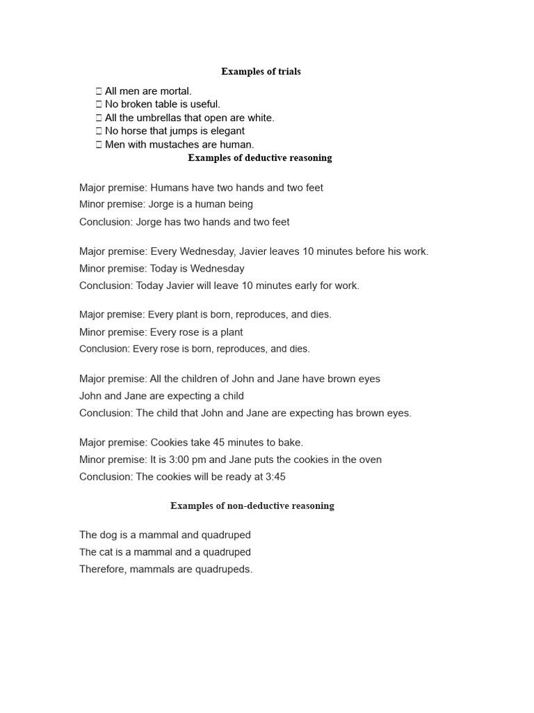 Examples of Reasoning and Argumentation | PDF | Question | Argument