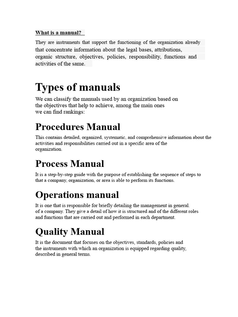 Types and Creation of Procedure Manuals | PDF | Policy