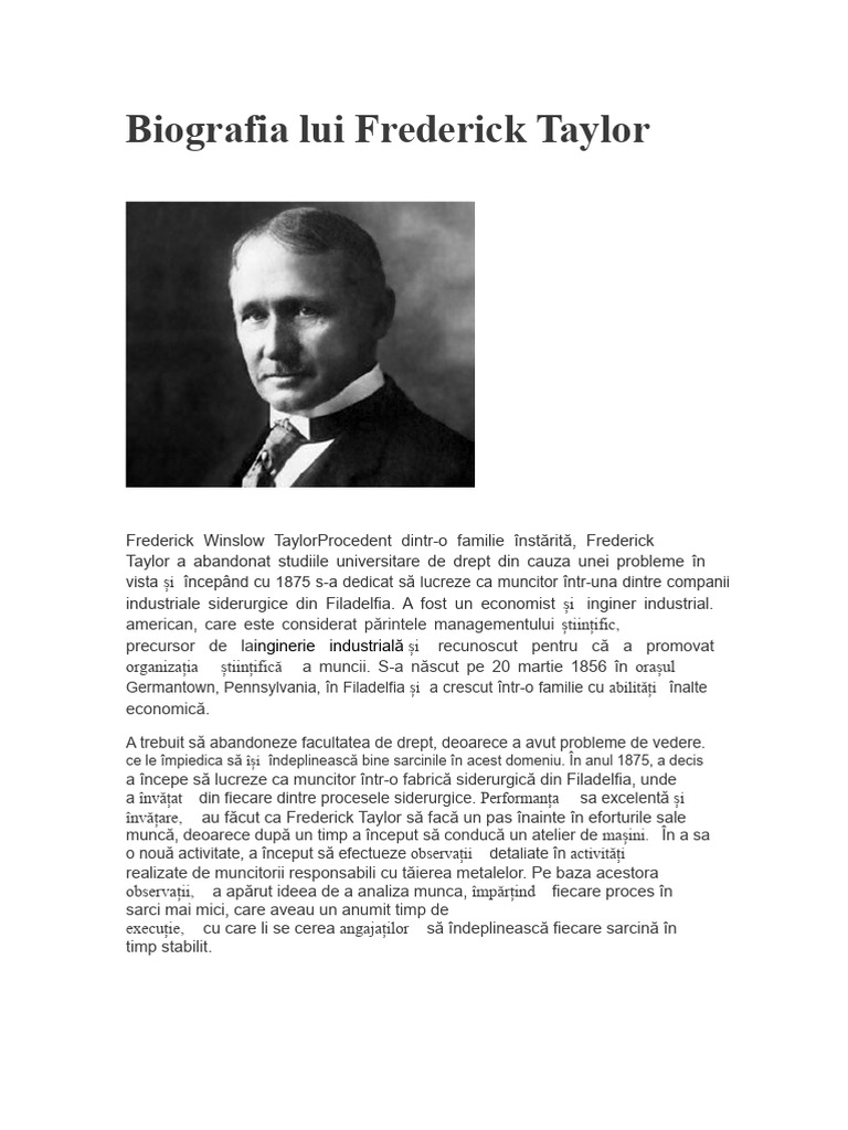 Biografia Lui Frederick Taylor | PDF