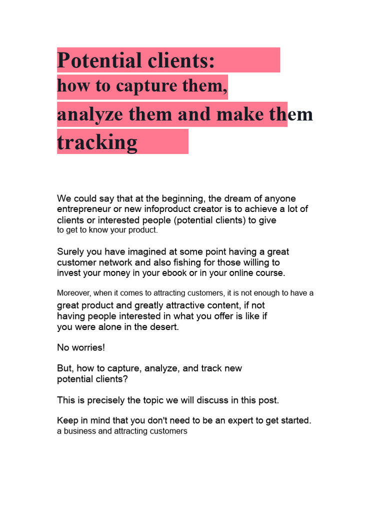 Capturing and Analyzing Potential Clients | PDF | Sales | Customer