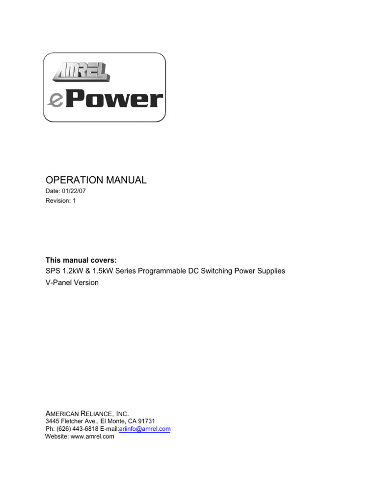 SPS Power Supply Operation Manual | PDF | Power Supply | Fuse (Electrical)
