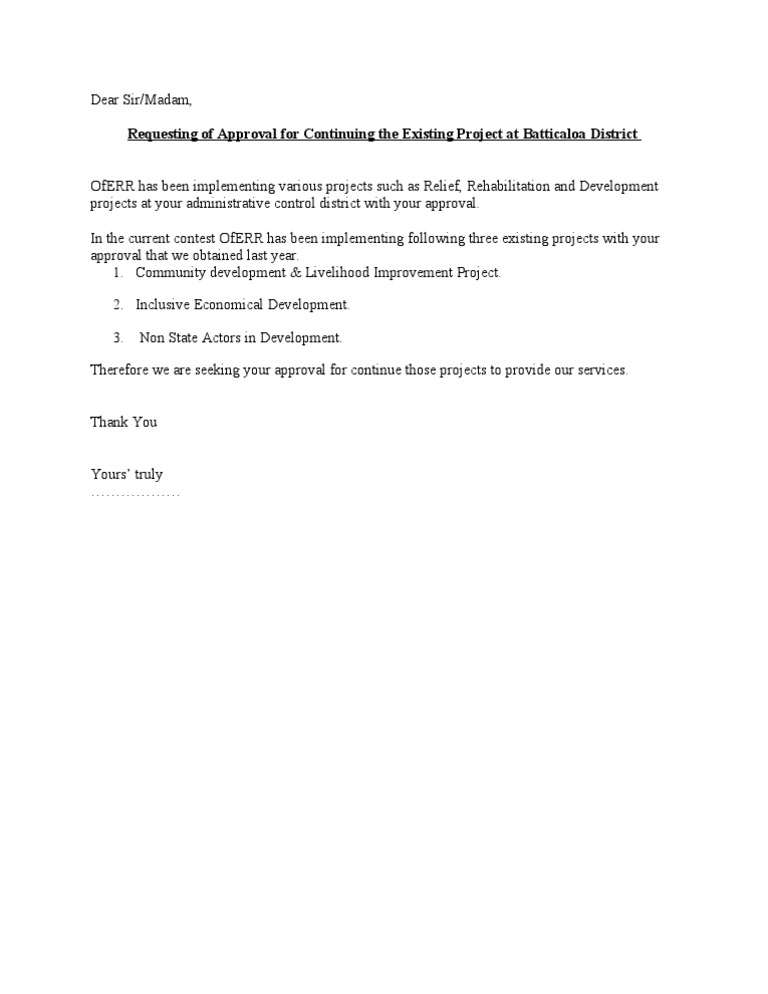 Approval Request for Ongoing Projects | PDF