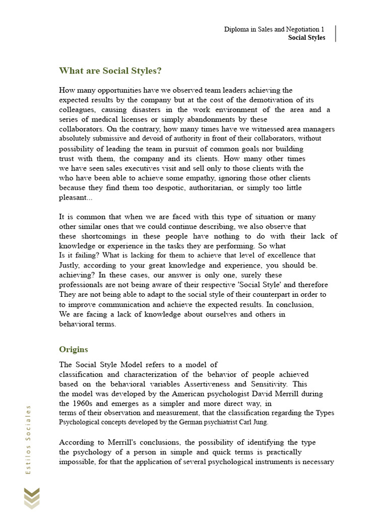 Understanding the Four Social Styles | PDF | Communication | Psychology