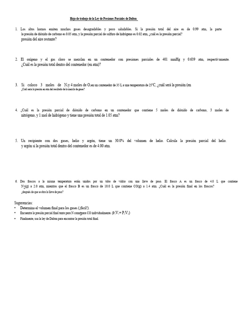 H Ley de Dalton | PDF | Gases | Mole (Unidad)