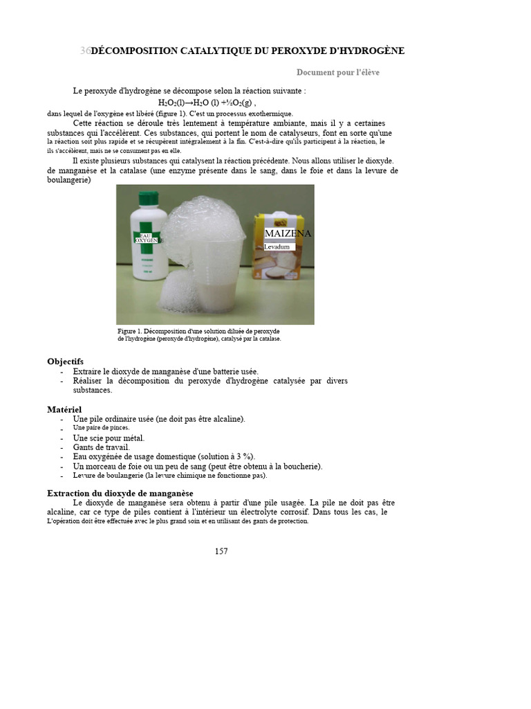 Décomposition du peroxyde d'hydrogène | PDF | Peroxyde d'hydrogène ...