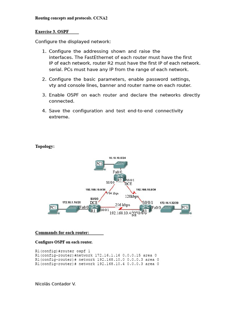Exercise 2 OSPF | PDF | Routing | Router (Computing)