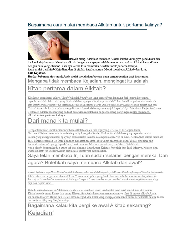 Tips Membaca Alkitab untuk Pemula | PDF