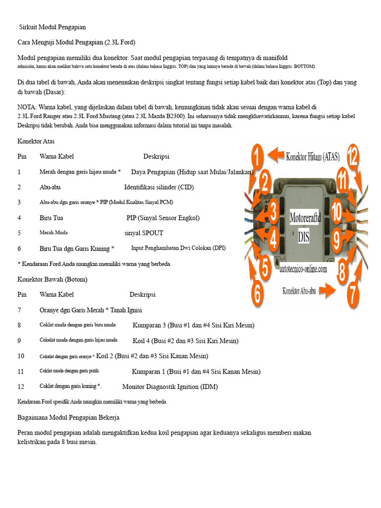 Uji Modul DIS Dan Sensor Poros Engkol Ford 2.3 | PDF