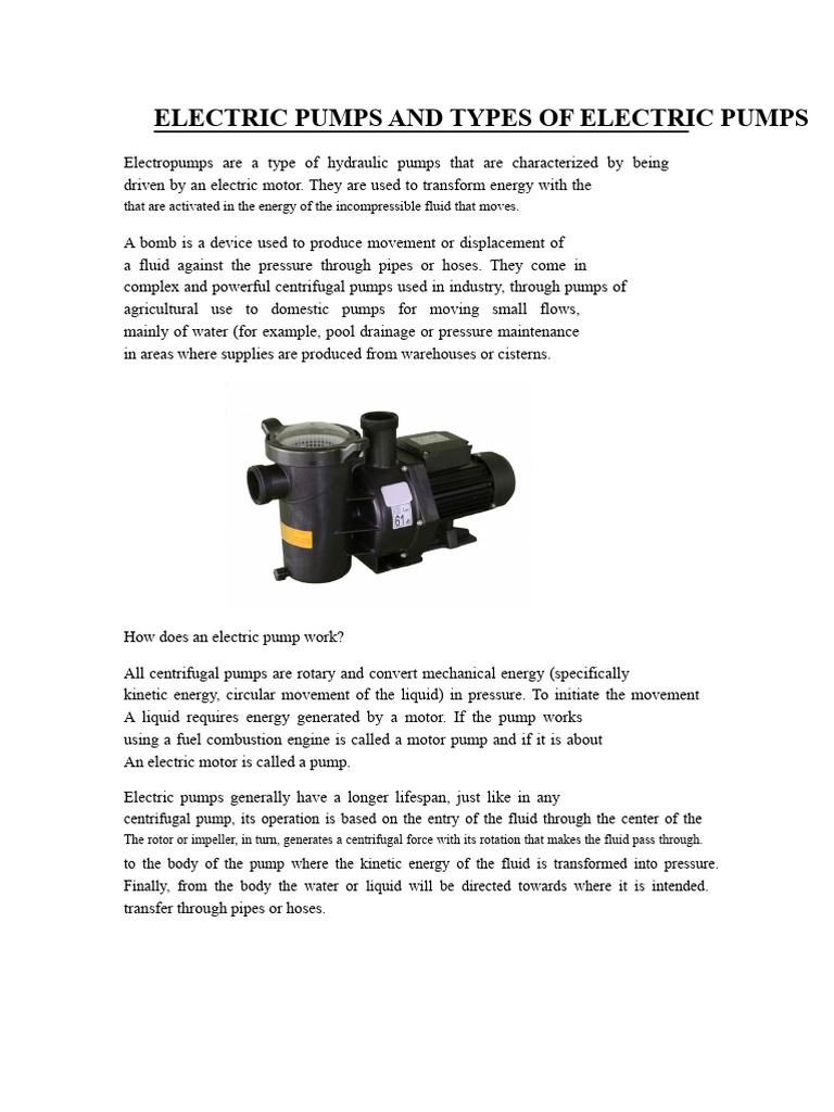 Understanding Electric Pumps | PDF | Pump | Electric Motor