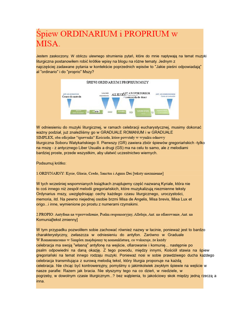 Śpiew ORDINARIUM I PROPRIUM W MSZY | PDF