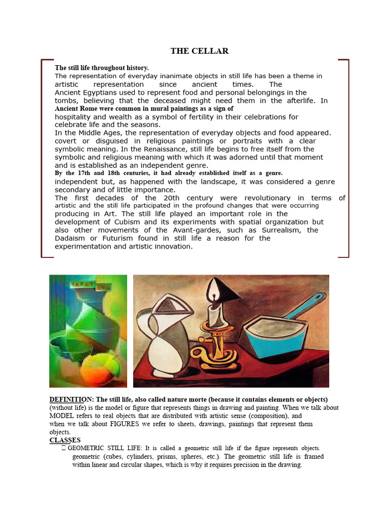 THE STILL LIFE (For Second Grade) | PDF | Still Life | Visual Arts