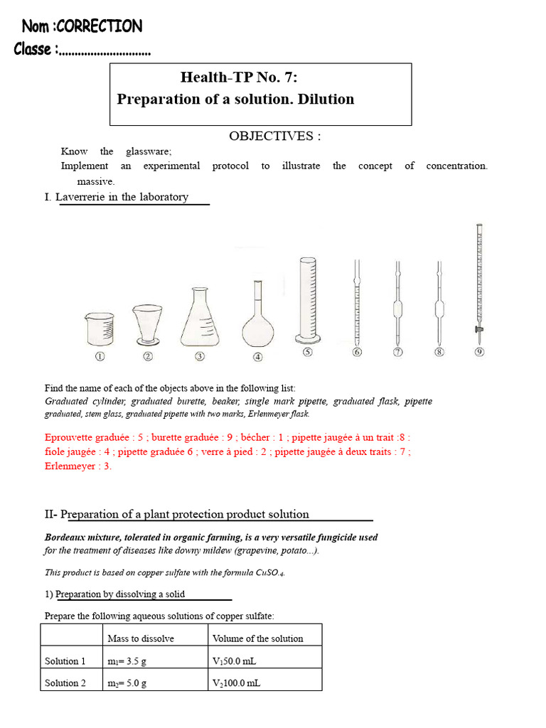 Dilution Techniques for Copper Sulfate Solutions | PDF | Mass ...