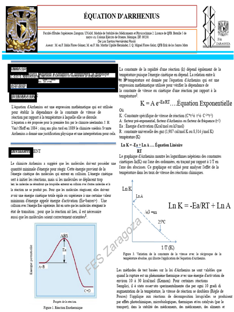 Équation d'Arrhenius et Réactions Chimiques | PDF | Cinétique chimique ...
