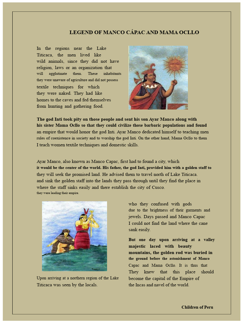 The Legend of Manco Cápac and Mama Ocllo | PDF | Inca Empire