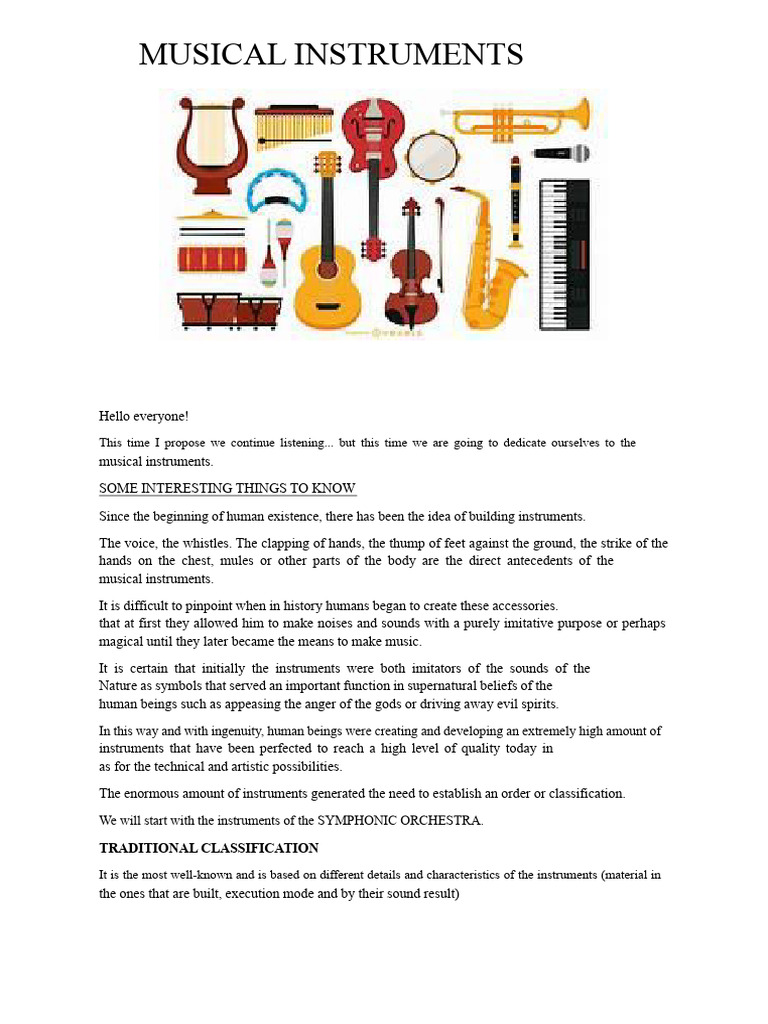 Overview of Musical Instruments | PDF | Musical Instruments | String ...