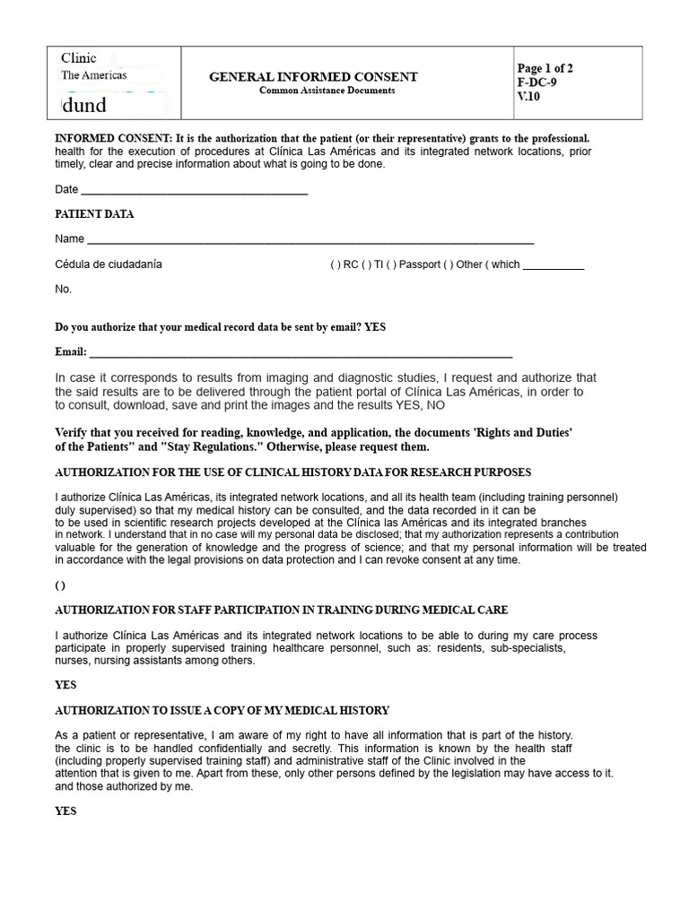 General Informed Consent Form | PDF | Informed Consent | Identity Document