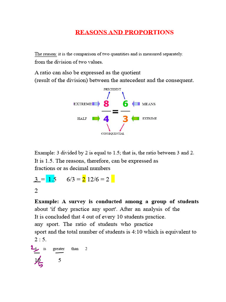 Reasons and Proportions | PDF | Ratio | Division (Mathematics)
