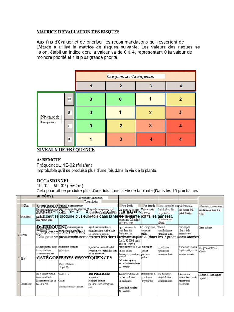 Évaluation des Risques : Matrice et Indices | PDF