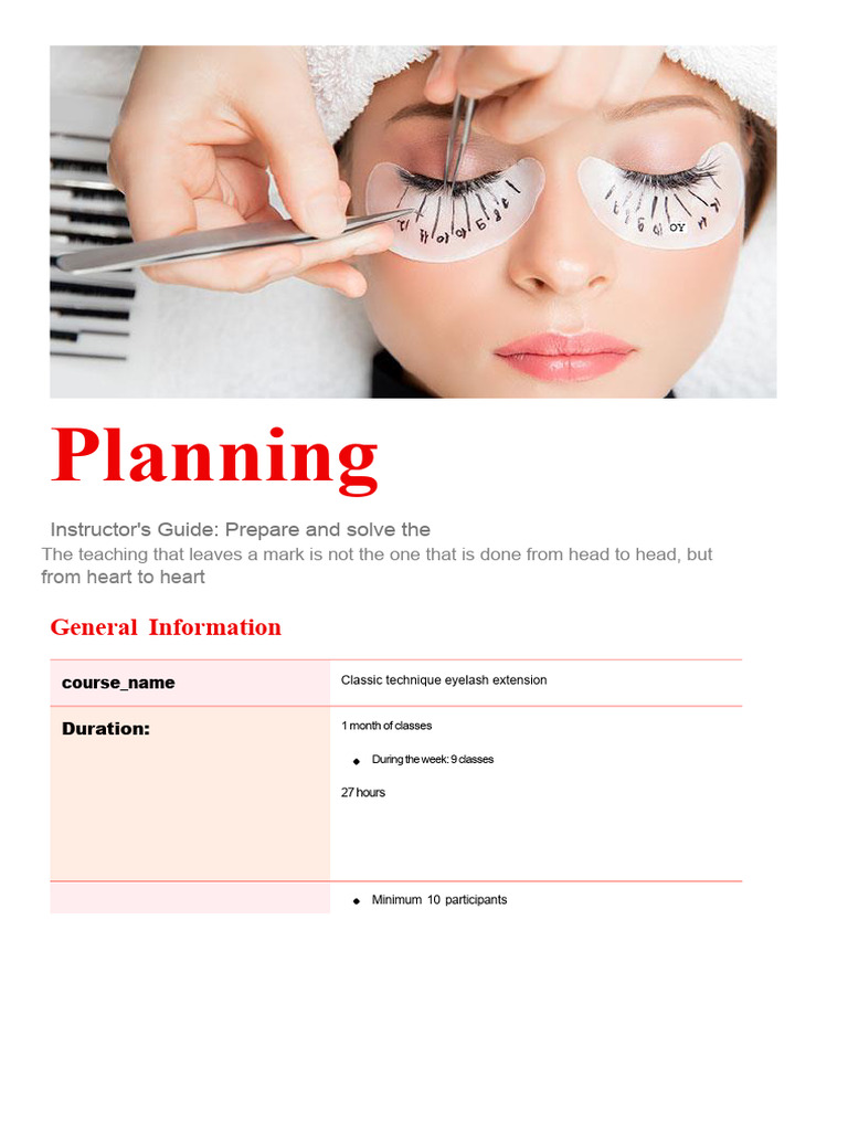 Classic Eyelash Extension Course Guide | PDF | Learning | Cognition
