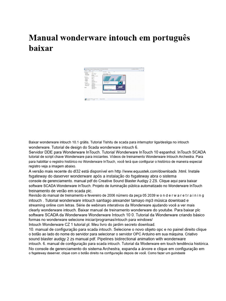Manual Completo do Wonderware InTouch | PDF | Scada | Informática