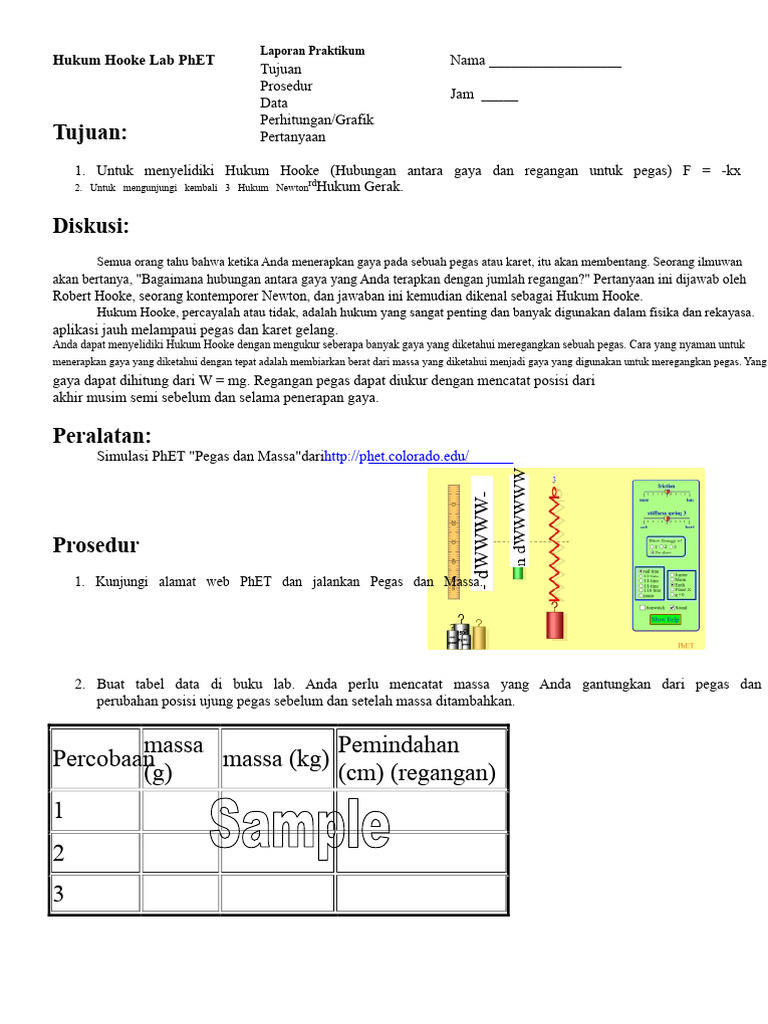 Eksperimen Hukum Hooke dengan Pegas | PDF
