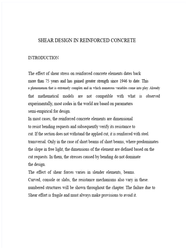 Shear Design in Reinforced Concrete | PDF | Stress (Mechanics) | Bending